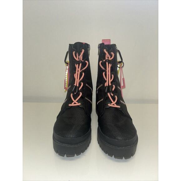 Steve Madden Women’s‎ Sz 8 Betamax Black Neon Hiking combat Boot 90s Y2K Grunge - Picture 2 of 7